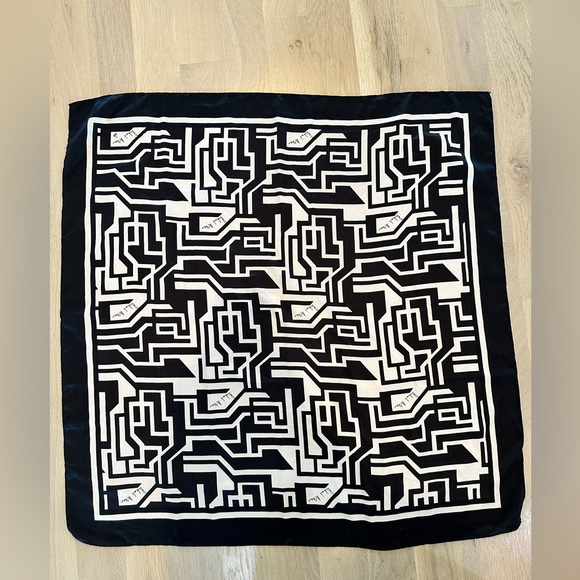 H&M Accessories - Richard Allen x H&M  black white geometric pattern square scarf